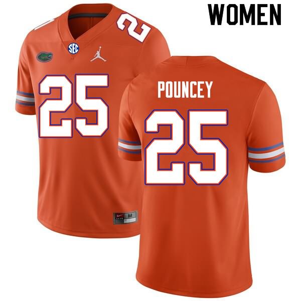 Women's NCAA Florida Gators Ethan Pouncey #25 Stitched Authentic Nike Orange College Football Jersey AUG4065WB